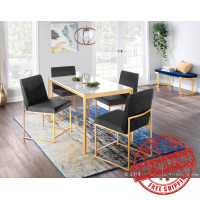 Lumisource DC-HBFUJI AUVBK2 High Back Fuji Contemporary Dining Chair in Gold and Black Velvet - Set of 2